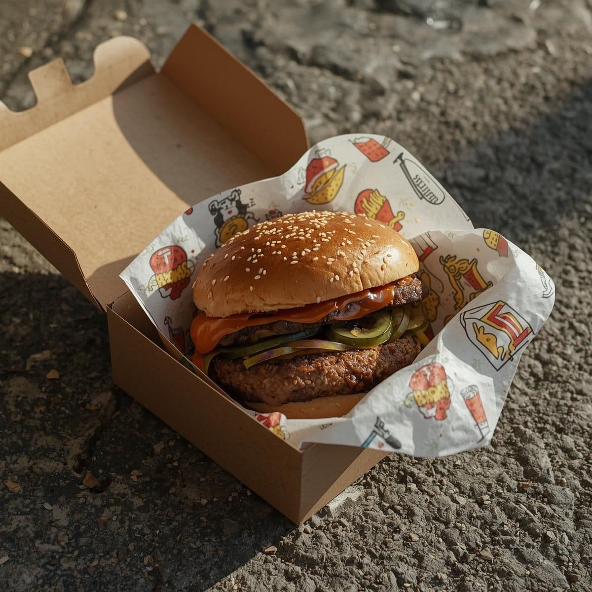 Custom Burger Tissue Paper – Rectangle Single Colour Burger Packaging