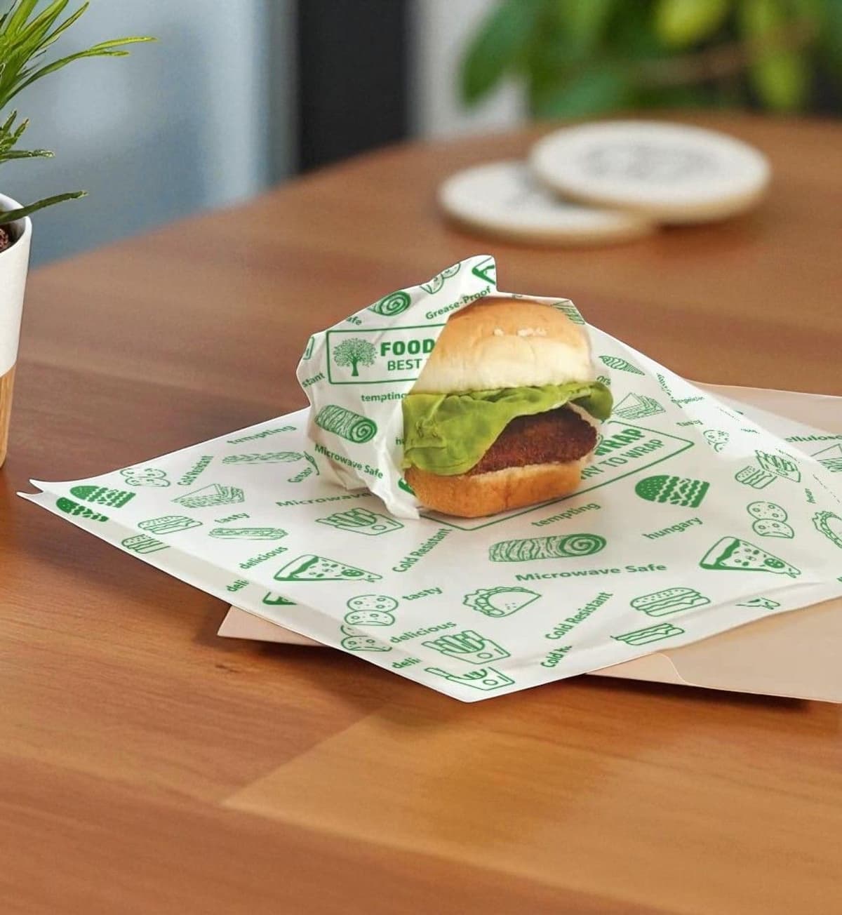 Custom Food Wrapping Paper – Greaseproof Burger & Hot Dog Wrap alternate view
