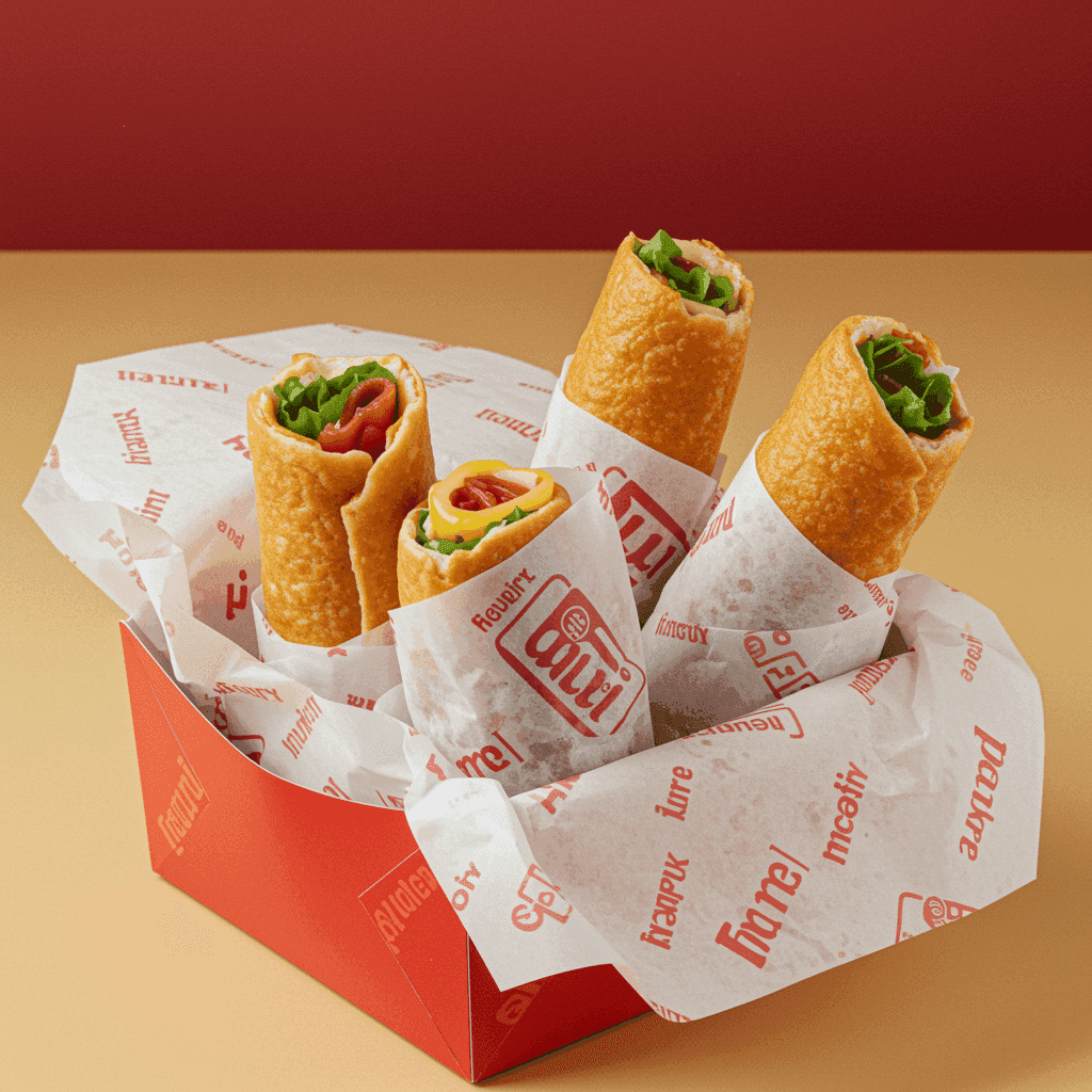 Printed Kathi Roll Wrapping Paper – Custom Kathi Roll Wrap Tissue Sheets alternate view